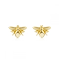Ohrstecker-Set in Bienenform aus Gold mit glänzender Oberfläche auf weißem Grund - Gold Bienen Ohrstecker