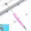 Penna a sfera fai-da-te rosa con motivo a cuore e asta metallica argentata per perle - Modello San Valentino B-Rosa