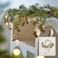 Christmas stocking LED string lights with red and green stripes for holiday decoration - Iron Painted Sock