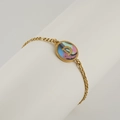 Gold stainless steel letter D charm bracelet with colorful shell inlay for women - Abalone Shell / Letter D / Colorful
