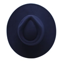 Top view of navy blue wool felt fedora featuring classic teardrop crown and wide brim - M (56-58cm) / Navy Blue