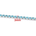 Close-up of 3mm sky blue crystal tennis chain with silver-plated stainless steel base - Steel Light Blue 3mm