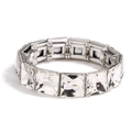 Detail of silver alloy bracelet with square cut crystals and secure metal prong settings - Silver Clear Style (CB0037QJ)