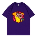 Dark purple Happy Father's Day letter print short sleeve cotton T-shirt for men - XS / Style 317 / Purple