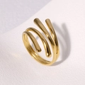 Minimalistischer, vergoldeter Edelstahl-Spiralring mit polierter Mehrschicht-Oberfläche - Gold
