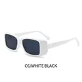 Retro dicke quadratische Sonnenbrille in weißem Rahmen mit schwarzgrauen Gläsern C6 - Weißer Rahmen Dunkelgraue Gläser