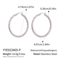 Detailed size chart of stainless steel twisted hoop earrings with 4.7cm diameter - Silver