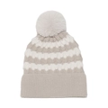 Detalle del gorro de punto a rayas con pompón suave y borde con textura acanalada - M (56-58cm) / Caqui