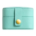 Portable mint green faux leather travel jewelry box with golden metal clasp closure - 6.5*3.9*4.7cm / Teal Blue