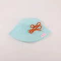 Cappello da sole per bambini in tela di cotone azzurro con fiocco arancione e etichetta - Serie Fiocco CM8003 / Blu lago