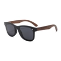 Polarized wood grain sunglasses with matte black frames and dark smoke lenses - Matte Black Frame Black Walnut Leg Full Gray Lens