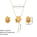 Set collana e orecchini a fiore con perle in acciaio inossidabile placcato oro 18 carati - Set Perle e Fiori Dorati (Collana + Orecchini)