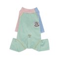 Pastel color block ribbed knit pet onesie with mint green body and VITALITYDOG patch - S / Green