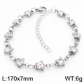 Silver star bracelet with sparkling zircon stones, 170mm length and lobster clasp - Silver + Clear Zircon (KB183058-TJG)