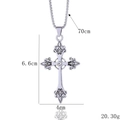 Silver vintage gothic cross pendant necklace with 70cm chain dimensions and weight - 70cm Chain Length / Retro Silver Cross (BY-0452)