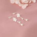 Elegant silver lily of the valley earrings with long chain tassels on a pink surface - Lily of the Valley Tassel Pendant (A67)