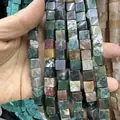 Perles cubiques en pierre naturelle multicolore pour création de bijoux DIY - 4x4mm (Environ 38cm Fil) / Agate d'Inde