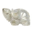 Grey labradorite turtle sculpture with rainbow flash and detailed stone carving - White Labradorite / S