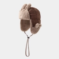 Detalle del gorro de invierno con acolchado de corazón, orejas de conejo y forro suave - 50cm (1-3 Años) / Marrón