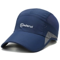 Dark blue quick-dry baseball cap with breathable mesh and reflective side strap - Adjustable / Navy Blue