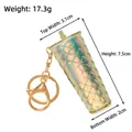 Detailed dimensions of miniature rainbow scale keychain showing height and width - Champagne Dragon Scale Cup (Gold Clasp)