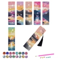 DIY diamond painting bookmark kit with six natural landscape patterns and colorful tassels - Magnificent Landscape