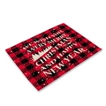 Red and black buffalo plaid Christmas placemat with white tree and holiday greetings - Red Black Plaid New Year Blessing