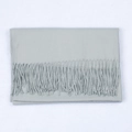 Solid light grey cashmere-like scarf for women with thick fringes and soft texture - Light Gray