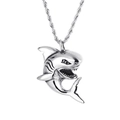 Hip hop shark pendant necklace in silver stainless steel with twisted rope chain - Steel Color (KP79471-HX)