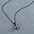 Detailed view of black chain necklace with small black and white soccer ball pendant - O-Chain Black & White