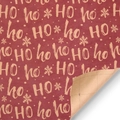 Retro Christmas gift wrap with red HO HO HO pattern and back cutting grid guide - Hoho - With Back Seam; 44x100cm