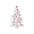 White Christmas tree alloy brooch with colorful rhinestones and gold plating - White Christmas Tree
