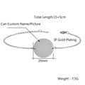 Customizable IP gold plated stainless steel chain bracelet with a 20mm round disc charm - Silver Round Plate Bracelet (JZB434)