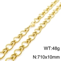 Golden 10mm twisted chain stainless steel necklace measuring 710mm and weighing 48g - Necklace (71cm) / Gold