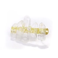 Bracciale artigianale con cristalli di quarzo bianco naturale e filo dorato intrecciato - Bianco Oro