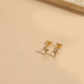 Golden star stud earrings featuring colorful pave-set zircons for a vibrant look - Pentagram Shape (ES2544-5)