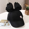 Detail of kids baseball cap with pearl bow and pink lollipop badge on black mesh fabric - 2-10 Years (48-54cm) / Black (Lollipop Bow)