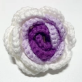 Handmade crochet rose accessory in purple and white yarn for DIY floral gifts - Gradient Purple Rose