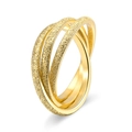 Minimalist matte gold-plated stainless steel interlocking triple band ring for couples - US 6 / Gold