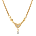 Golden heart necklace with full diamond zircon and pear-shaped drop pendant detail - Heart with Hanging Waterdrop (X814)