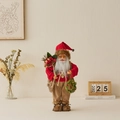 Babbo Natale in maglione rosso con corona festiva e sacco di regali per decorazione - 45cm