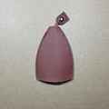 Pear-shaped reddish brown leather key case with snap strap and metal key ring - Solid Brown