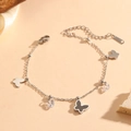 Elegante bracciale a farfalla in argento S925 con conchiglie nere e zirconi scintillanti - Bracciale Farfalla con Conchiglia Nera / Color Acciaio