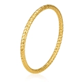 Detailed close-up of golden hollow twisted rope texture on stainless steel bangle - Twisted Rope Style (5号) / 18K Gold / Gold
