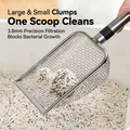 Stainless steel cat litter scoop with 3.8mm fine mesh and black non-slip handle - Stainless Steel Handle / 3.8mm Hole