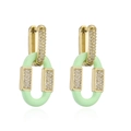 Orecchini a cerchio placcati oro 18K con smalto verde chiaro e micro-pave di zirconi - verde chiaro