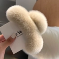 Pinza per capelli in peluche beige crema in morbida ecopelliccia per l'autunno - 15CM Pelliccia di Coniglio / colore tè al latte