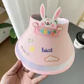 Pink open top sun hat for kids with bunny ears and solar fan design - Ice Silk Animal Style / Ice Silk Animal-Pink Rabbit