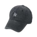 Washed cotton baseball cap in charcoal grey with white LN letter embroidery on front - 58cm (Adjustable) / Black