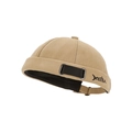 Khaki retro miki hat with black strap detail and embroidery for autumn and winter - Khaki